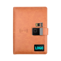 Bloc-notes portable en cuir avec LOGO LED, bon marché, vente en gros, bloc-notes portable, power bank avec serrure, chargeur sans fil, clé usb, a5