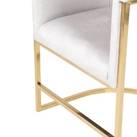 Fauteuil design classique avec structure en acier inoxydable doré, fauteuil d'appoint pour salon, fauteuil de détente pour la maison et l'hôtel