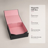 Жесткая подарочная коробка с индивидуальной печатью для ювелирных изделий и косметики, складная, плоская, розовая, черная, оптом, с магнитной застежкой
