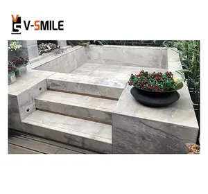 outdoor spa hotel swimming pool surrounding non slip Cloudy Grey marble tiles