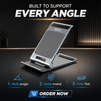 Support de téléphone de bureau réglable en alliage d'aluminium Oryix LX1, pliable, portable, dissipateur de chaleur, antidérapant, pour smartphone et tablette