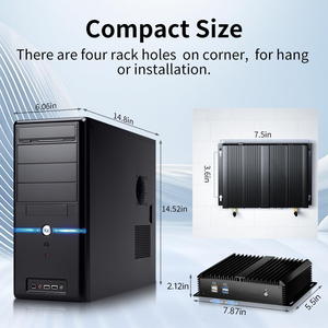 PC industriel sans ventilateur, mini-ordinateur avec double carte réseau, 2 ports COM RS232, prise en charge du module 4G/SIM, Wi-Fi, 1 port HDMI, 1 port VGA, <span class=keywords><strong>Windows</strong></span> <span class=keywords><strong>10</strong></span> <span class=keywords><strong>Pro</strong></span> - Product Image 5