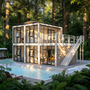 Casa Contenedor Prefabricada <span class=keywords><strong>de</strong></span> Dos Pisos, <span class=keywords><strong>de</strong></span> Lujo, Estructura <span class=keywords><strong>de</strong></span> Acero Móvil, Modular, Portátil, Vivienda Confortable - Product Image 2