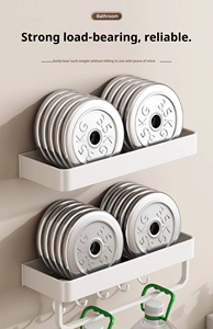 Porte-serviettes mural sans perçage <span class=keywords><strong>en</strong></span> aluminium pour salle <span class=keywords><strong>de</strong></span> bain, ensemble <span class=keywords><strong>de</strong></span> rangement gain <span class=keywords><strong>de</strong></span> place pour serviettes <span class=keywords><strong>de</strong></span> bain - Product Image 3