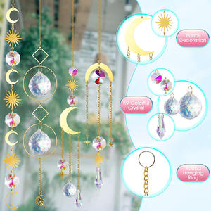Style bohème 6pcs Crystal Sun Catcher Ornement suspendu avec pendentif chaîne pour la décoration intérieure - Product Image 3