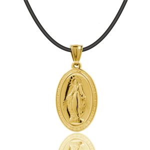 Joyería Religiosa Jesús, Dijes de Acero Inoxidable 316L, Diseño Ovalado de la Virgen María, Joyería Católica, Collar con Cruz - Product Image 6