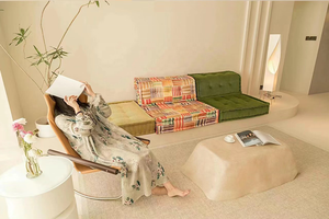 Sofa Modular Apartemen Bentuk U Minimalis, Set Sofa Mahjong Nyaman, Sofa Bed Daybed - Product Image 3