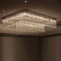 Lobby d'hôtel de luxe personnalisé grand projet cristal K9 Led lustre lumière