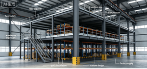 Steel Mezzanine Floor System with Stair and Guardrail for Industrial Warehouse Storage - Product Image 5