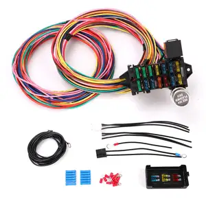 14 Circuit Wiring Harness Universal for Street Muscle Car Hot Rod Rat XL Copper Wire Harness 12V Fuse Wiring Harness Kit