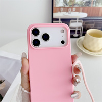 Coque de téléphone antichoc en silicone liquide souple avec dragonne et sangle de poignet pour iPhone 17 Air 16 15 Plus 14 12 13 11 Pro Max