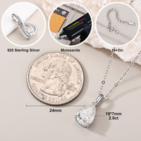 Collier pendentif en argent sterling 925 avec moissanite VVS taille poire 2 carats certifiée GRA, testée au diamant, à 3 griffes, pour femme