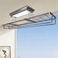 DA10 Séchoir à linge électrique intelligent mural silencieux avec moteur DC, tiges télescopiques et LED pour balcon