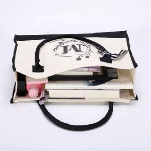 Custom Logo <b>Initial</b> Canvas Tote <b>Bag</b> & Makeup <b>Bag</b> Personalized Mothers Day Birthday Gift Shopping <b>Bag</b> Set - Product Image 2