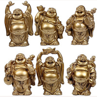 Statue de Bouddha riant en résine, Bouddha chanceux et heureux, Feng Shui, figurines de Bouddha riant