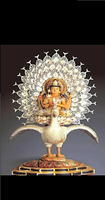 Statue de divinité tibétaine bouddhiste Paon en résine, figurine religieuse |   Sculpture d'autel pour la méditation et la décoration intérieure