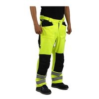 Pantalones DE TRABAJO reflectantes amarillos de alta visibilidad para hombres, ropa de trabajo de carga de seguridad de construcción de poliéster con funda, suministro de fábrica