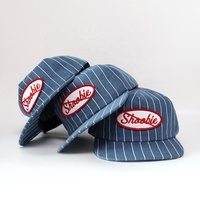Casquette plate à visière plate en coton 100% avec logo brodé personnalisé à 5 panneaux, rayures, performance sportive, Gorras OEM, patch tissé, snapback