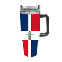 Gobelet isotherme de 40 oz avec drapeau de la Guadeloupe, anti-fuite, en acier inoxydable à double paroi, pour boissons chaudes et froides, thé, eau