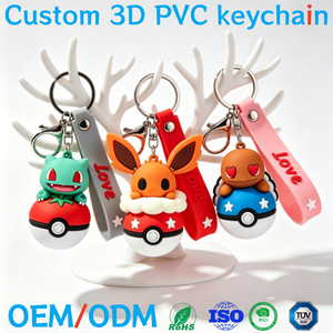 Custom 3D <strong>Pokemoned</strong> Pokeball Keychain Set Soft PVC Cartoon Character Wrist Strap <strong>Keyring</strong> for Backpack Decoration Anime Fan Gift - Product Image 1