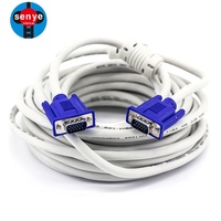 Kabel VGA 1.5M 3+4 Putih 15pin Male to Male dengan Jaket PVC dan Pelindung Kombinasi untuk Monitor Komputer