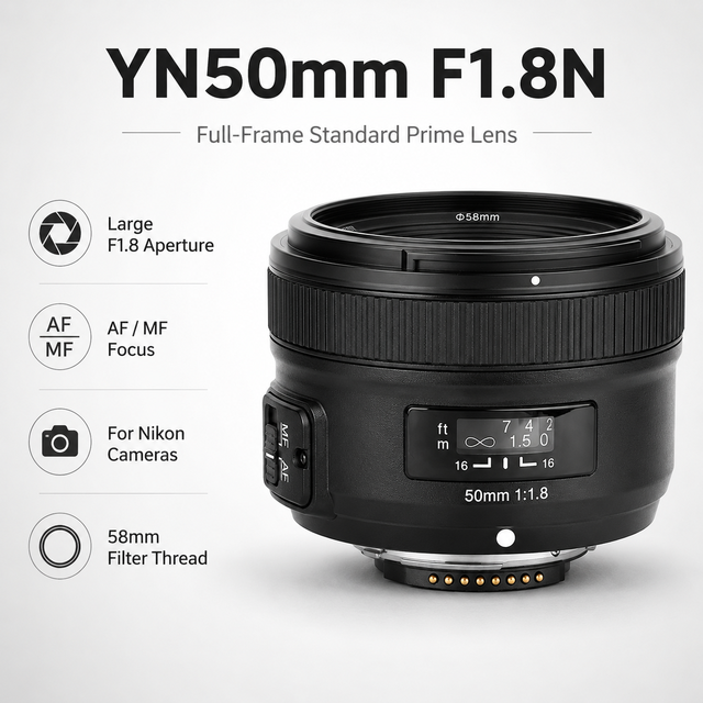 Yongnuo YN50mm F1.8 N AF Lens Large Aperture Auto Focus Lens for Nikon DSLR Camera D7200 D5300 D5200 D750 D500 D4s