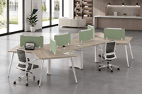 Poste de travail de bureau moderne pour 6 personnes, mobilier de bureau modulaire à plan ouvert à 120 degrés avec panneaux de séparation en tissu