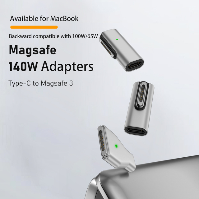 Type-C Female to Mag3 Adapter Is Suitable for Mbook Laptop PD Fast Charge 140w Magnetic Conversion