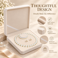 Boîte à bijoux en velours beige et rouge, pour collier, boucles d'oreilles, bracelet, avec logo personnalisé, emballage cadeau