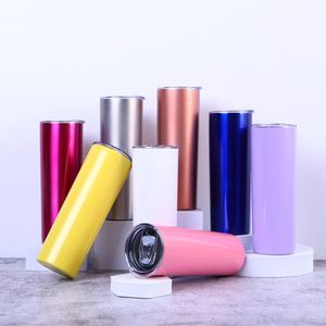 แก้วเก็บความเย็นสแตนเลสแบบตรง ขนาด 20 ออนซ์ ผนังสองชั้น ทรงเพรียวบาง พร้อมฝาปิดและหลอดดูด สำหรับพิมพ์โลโก้ด้วยเทคนิค UV Sublimation - Product Image 1