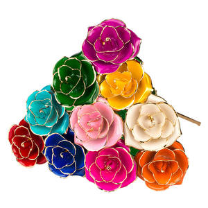L838 Rosa di Lusso Placcata in Oro <span class=keywords><strong>24</strong></span> Carati, Fiore Artificiale Dorato per San Valentino e Regali di Nozze - Product Image 1