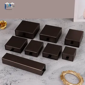 Customized Color Kraft Paper Jewelry Bracelet Pull-Out Drawer Rectangle Gift Box With Satin Lining Jewelry Box