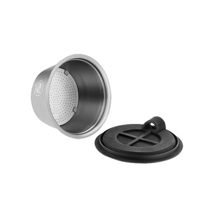 Filtres à café réutilisables Icafilas pour machine <span class=keywords><strong>Lumio</strong></span>, filtres en acier inoxydable <span class=keywords><strong>Gusto</strong></span> Maker, dosettes filtrantes en acier inoxydable avec couvercle en silicone - Product Image 3