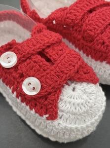 Commercio all'ingrosso di <span class=keywords><strong>scarpe</strong></span> Casual in tessuto a mano rosso per 0-6 mesi per bambini morbido cotone naturale suole <span class=keywords><strong>scarpe</strong></span> per bambini per bambine - Product Image 3