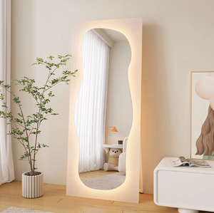 Miroir sur pied confortable pleine longueur avec cadre rembourré rétroéclairé par LED, design moderne, grande taille pour chambre, salon, entrée - Vente en gros - Product Image 5