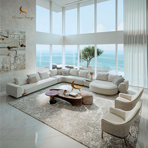WBERT Muebles de Estilo Italiano Personalizados, Modernos, de Lujo Ligero y Modulares, Minimalistas, con Acabado de Grano Natural en Color Leche de Coco Cálido, para Sala de Estar - Product Image 5