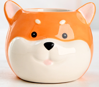 Jardinières émaillées d'animaux mignons Pots succulents en forme de corgi de dessin animé drôle pour la maison, le bureau et le chien élégant pour l'intérieur