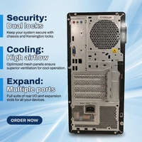 PC Mini Tower T4900k IAS Siap WiFi 7, 10 Port USB, Slot Dual M.2 SSD, Desktop Bisnis, Prosesor Intel Ultra 5.3GHz