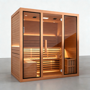 Salle de sauna à vapeur intérieure traditionnelle pour 4 personnes avec panneau de commande informatique - Product Image 3