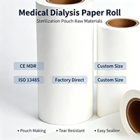 Rouleau de papier de dialyse médical enduit CE MDR ISO, matière première pour pochettes de stérilisation, fabricant de haute qualité, stérilisation vapeur EO Plasma