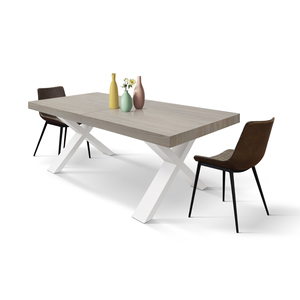 Sofia Extendable <b>Dining</b> <b>Table</b> 160 To 240 Cm Pearl Elm <b>Top</b> White Crossed Legs Internal Use - Product Image 3