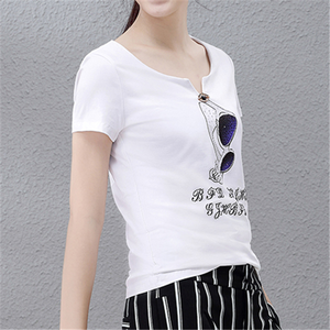 Las chicas Sexy apretado blanco manga corta T <span class=keywords><strong>camisa</strong></span> <span class=keywords><strong>mujer</strong></span> verano <span class=keywords><strong>Camisa</strong></span> de algodón T - Product Image 2