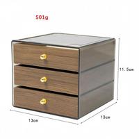Organisateur de bijoux de luxe multicouche avec finition grain de bois, boutons dorés et boîte de rangement transparente pour cadeaux en gros