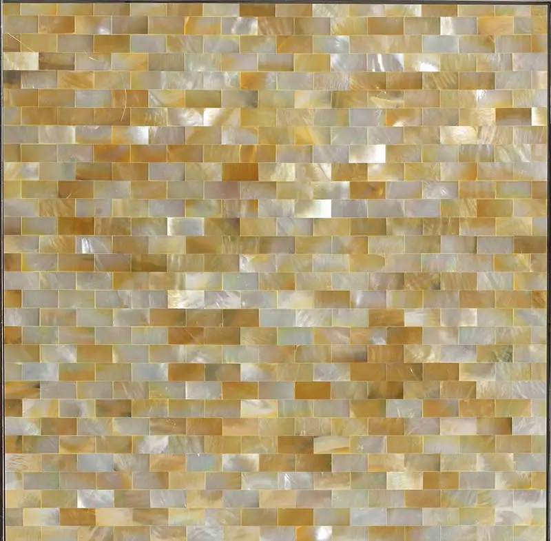 Mosaïque de coquille Rectangle jaune naturelle, 1 pièce, carreaux en nacre de perle pour la salle de bains, dosseret de cuisine, décoration murale d'intérieur pour la maison