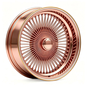 Cerchi a Raggi Profondi 100 Raggi Oro Rosa Cromato Knock-Off 13 <span class=keywords><strong>14</strong></span> 15 17 18 20 Pollici Nuovi ET 25mm Lowrider Classici - Product Image 1
