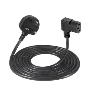 3Pin Ac 60320 Outlet Left Angle Iec 320 To Cable Plug Uk Power Cord C13 Outdoor