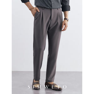 Calças Casuais de Verão em Algodão com Contas de Damasco Confortáveis e Respiráveis Versáteis Pretas Longas para Homens Sem Necessidade de Passar - Product Image 1