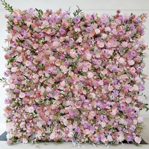 Rosemorning Panneau mural floral 3D artificiel pour chambre <span class=keywords><strong>à</strong></span> coucher, thème <span class=keywords><strong>Lavande</strong></span> extérieure, Buis rouge, Rose nuptiale Chiara, aspect naturellement sec, coloré, Art Panel 3D Faux Floral Wall - Product Image 3