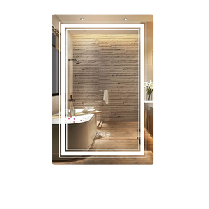 Armoire à pharmacie LED rectangulaire moderne, indice de protection IP44, <span class=keywords><strong>miroir</strong></span> argenté de 5 mm, <span class=keywords><strong>triple</strong></span> éclairage horizontal à double bras extensible avec grossissement mural - Product Image 1