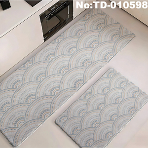 Set di Tappeti da <span class=keywords><strong>Cucina</strong></span> a Quadri <span class=keywords><strong>Arancione</strong></span>, Verde Acqua e Marrone, Tappeto Runner con Motivo a Griglia, Antiscivolo e Antifatica - Product Image 2